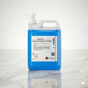 Garrafa de 5 L de Seven, limpiador perfumado concentrado, con su dosificador puesto