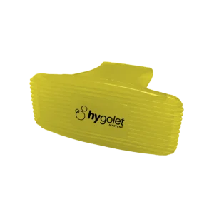Clip ambientador amarillo Hygolet Toilet Clip Plus, aroma limón, para el borde del inodoro