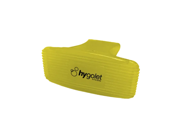 Clip ambientador amarillo Hygolet Toilet Clip Plus, aroma limón, para el borde del inodoro