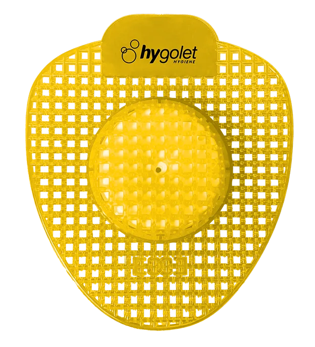 Tamiz para urinario Hygolet HY Double Active amarillo, visto de frente