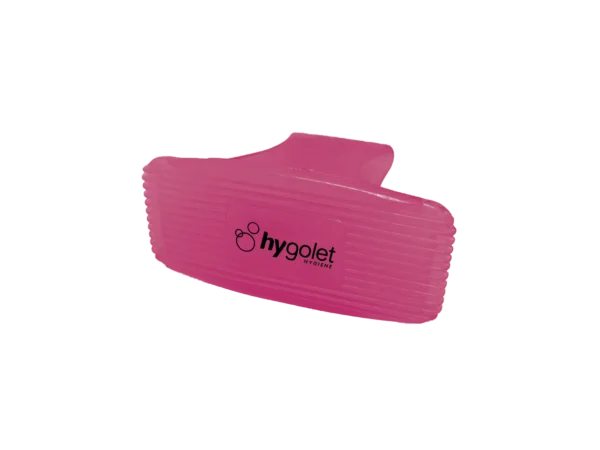 Clip ambientador rosa Hygolet Toilet Clip Plus, aroma melón, para el borde del inodoro