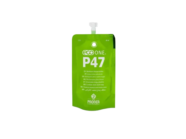 Sobre monodosis verde de Eco One P47, limpiador multiusos limpiacristales