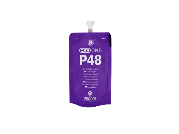 Sobre monodosis morado de Eco One P48, limpiador general de suelos y mobiliario